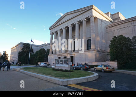 West Building of the National Gallery of Art from the Constitution Avenue entrance, Washington DC, USA Stock Photo