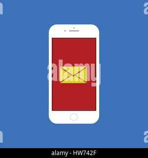 SMS messages on phone. New message icon on the smartphone screen illustration Stock Vector