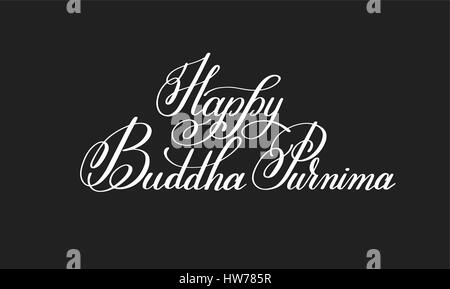 happy Buddha Purnima hand written lettering inscription Stock Vector
