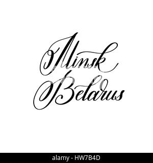hand lettering the name of the European capital - Minsk Belarus Stock Vector