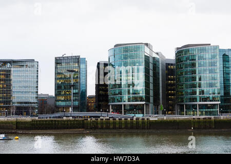 Financial center of London, group of offices and buildings next to the Thames Stock Photo