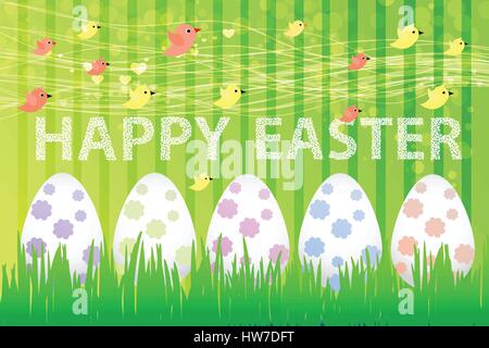 Easter holidays. Eggs and birds fly Stock Vector