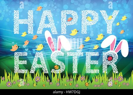 Easter holidays. Letters from the hare ears Stock Vector