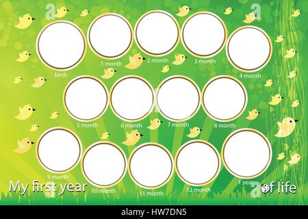 Frame. Vector illustration for your design. Birds on a meadow fly Stock Vector