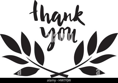 vector illustration of thank you card with olive branches Stock Vector