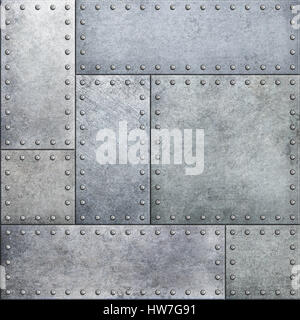 Armor metal plates seamless background 3d illustration Stock Photo