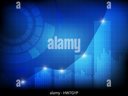 Vector :  Increasing bars and line graph chart with abstract circle Stock Photo