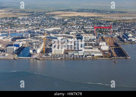 France, Loire Atlantique, Saint Nazaire, the shipyards (aerial view) Stock Photo