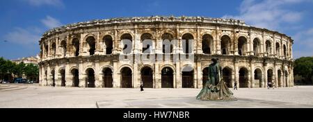 France, Gard, Nimes, Place des arenes, Nimeno II torero statue by Serena Carone in 1994 Stock Photo