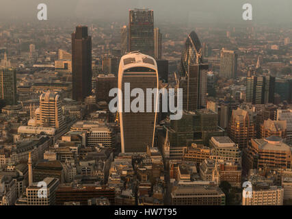 LONDON, ENGLAND- OCTOBER 25, 2016: Sunset over the City from the Shard. Stock Photo