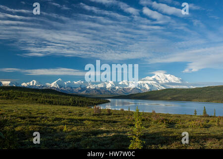 Alaska Range from Wonder Lake, Denali National Park, Alaska. Stock Photo