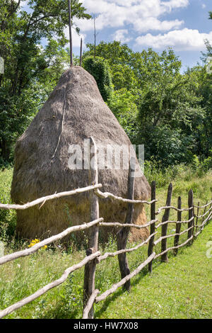 Walking tour through the romanian countryside, mountains, villages, waters. Holidays in carpathian nature. Stock Photo