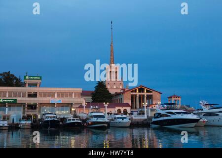 Russia, Black Sea Coast, Sochi, Sea Terminal, dusk Stock Photo