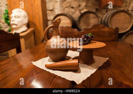 Russia, Moscow, Izmailovo-area, Stalins Bunker, formerly top secret bunker of World War Two Soviet Leader, Stalins dining room Stock Photo