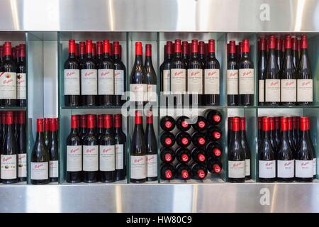 Australia, South Australia, Adelaide-MacGill, Penfolds Magil Estate Winery, oldest winery in South Australia, wine bottles Stock Photo