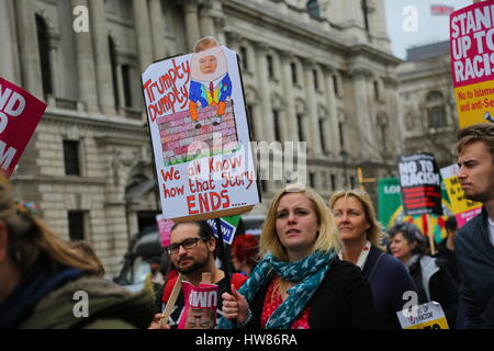 London, UK. 18th March, 2017. United Nations Anti-Racism march through London.  A global day of action against racism in all its forms. Credit: Penelope Barritt/Alamy Live News Stock Photo