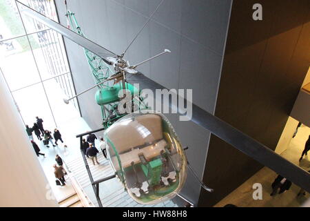 New York, US. 16th Jan, 2017. The artwork 'Bell-47D1 Helicopter' by Arthur Young can be seen covered in dust at the Museum of Modern Art (MoMA) in New York, US, 16 January 2017. The sculptures attrackt a lot of dust, creating a problem for the museum that is not always easy to solve. Photo: Christina Horsten/dpa/Alamy Live News Stock Photo