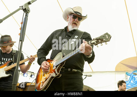 Spicewood, Texas, USA. 16th Mar, 2017. RAY BENSON, frontman for the band Asleep at the Wheel, performs with the Texas Gentlemen at Luck Reunion, an annual music festival held at Willie Nelson's ranch during SXSW. Credit: Rustin Gudim/ZUMA Wire/ZUMAPRESS.com/Alamy Live News Stock Photo