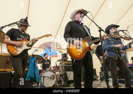 Spicewood, Texas, USA. 16th Mar, 2017. RAY BENSON, frontman for the band Asleep at the Wheel, performs with the Texas Gentlemen at Luck Reunion, an annual music festival held at Willie Nelson's ranch during SXSW. Credit: Rustin Gudim/ZUMA Wire/ZUMAPRESS.com/Alamy Live News Stock Photo