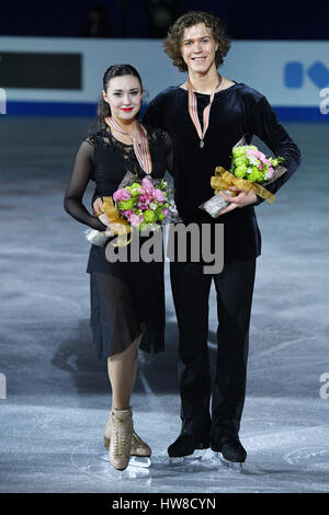 Taipei, Taiwan. 18th Mar, 2017. Alla Loboda & Pavel Drozd (RUS) Figure Skating : ISU World Junior Figure Skating Championships, Ice Dance Award ceremony at Taipei Arena in Taipei, Taiwan . Credit: AFLO SPORT/Alamy Live News Stock Photo