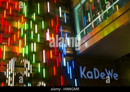 Germany, Berlin, Charlottenburg, KaDeWe Department Store, neon sign