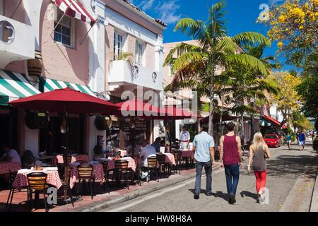 USA, Miami Beach, South Beach, Espanola Way Stock Photo