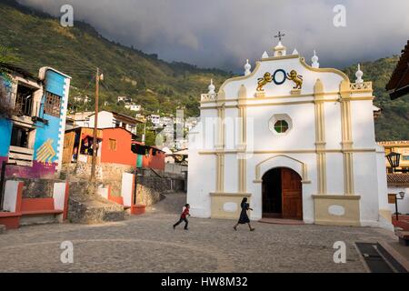 Guatemala, Solola department, Santa Catarina Palopo on the shore of Lake Atitlan populated by a maya Kaqchikel community Stock Photo