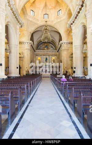 Cuba, Ciudad de la Habana province, La Havana, La Habana Vieja district listed as World Heritage by UNESCO, interior of the Virgen Maria de la Immaculada Conception cathedral Stock Photo