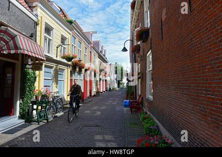 Netherlands, Holland, Delft, streets and gabled houses in the old town Stock Photo