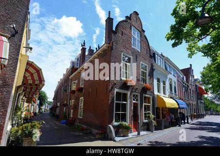 Netherlands, Holland, Delft, streets and gabled houses in the old town Stock Photo