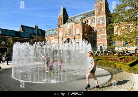 Netherlands, Northern Holland, Amsterdam, Museumplein, Museum district, Rijksmuseum, in Neogothic style built in 1885 Stock Photo