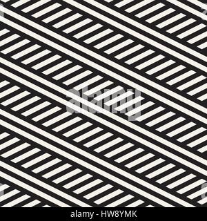 Interlacing Parallel  Stripes. Vector Seamless Monochrome Pattern. Stock Vector