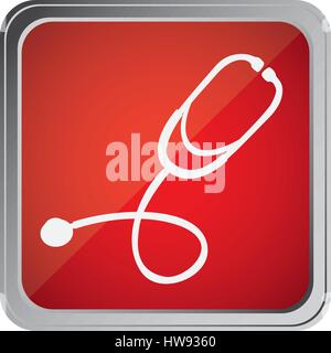 button with stethoscope with background red Stock Vector