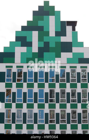 A mix of modern and traditional Dutch architecture. The famous typical Dutch houses stacked on top of one another to form one building. Stock Photo