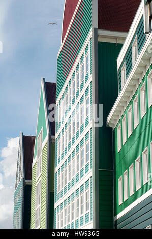 A mix of modern and traditional Dutch architecture. The famous typical Dutch houses stacked on top of one another to form one building. Stock Photo