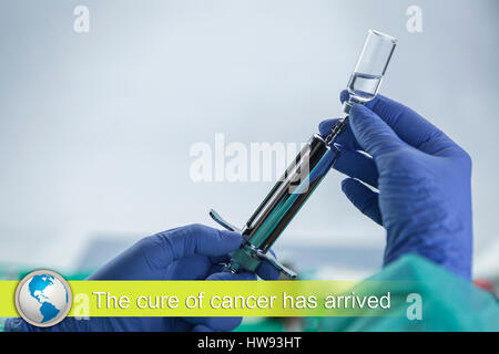 Digital composite of cancer news flash with medical imagery Stock Photo