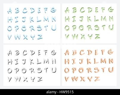Alphabet Letter Set, Hand Drawn Lettering, Typography and Calligraphy for Logo, Poster, Card, Bochour, Label, Banner, etc for Designers. Isolated on W Stock Vector