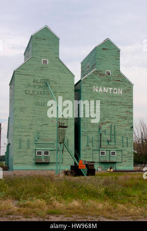 Grain Elevators at Nanton, Alberta, Canada Stock Photo