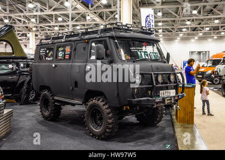 MOSCOW - AUG 2016: UAZ 452 presented at MIAS Moscow International Automobile Salon on August 20, 2016 in Moscow, Russia. Stock Photo