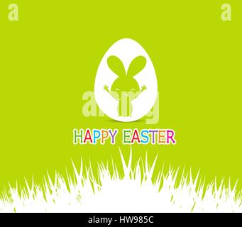Happy easter cards illustration with easter bunny inside egg Stock Vector