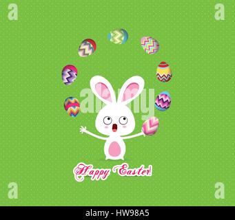 easter bunny playful cute eggs fun humor Stock Vector