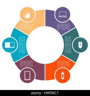 A set of bright circular elements for infographics, isolated on white background, vector illustration. Stock Vector
