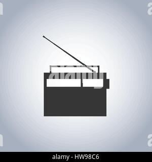 Gray icon retro radio isolated on white background, digital device design element, vector illustration. Stock Vector