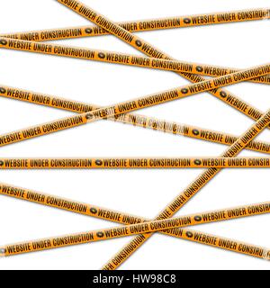 Abstract background with yellow tape for fencing and the text website under construction, vector illustration. Stock Vector