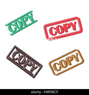Set of four different rectangular stamps copy, seal design, isolated on white background, vector illustration. Stock Vector