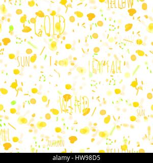 Autumn seamless background with abstract leaves, splashes and dots Stock Vector