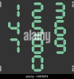 Set paper digital numbers from zero to nine, isolated on black background, vector illustration. Stock Vector