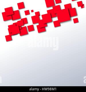 Bright abstract background of overlapping red squares with shadow, vector illustration. Stock Vector