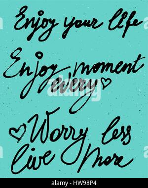 Enjoy your life, every moment watercolor vector lettering Stock Vector