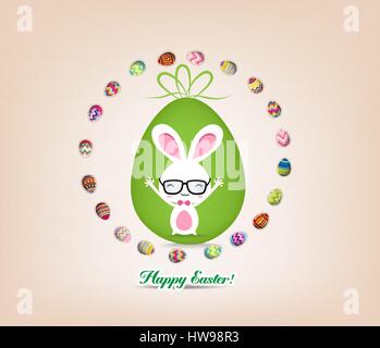 Easter bunny surrounded by eggs Stock Vector